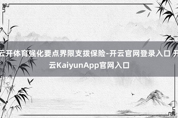 云开体育强化要点界限支拨保险-开云官网登录入口 开云KaiyunApp官网入口